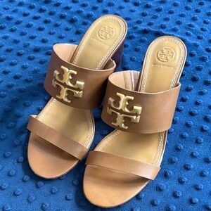 Tory Burch Brown Slide Wedge Sandals 7.5